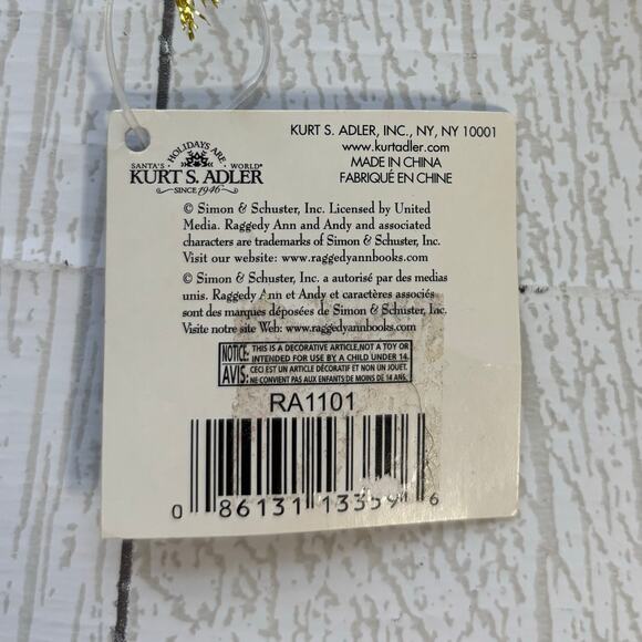 Raggedy Ann by Kurt S. Adler Christmas Ornament - Picture 4 of 7